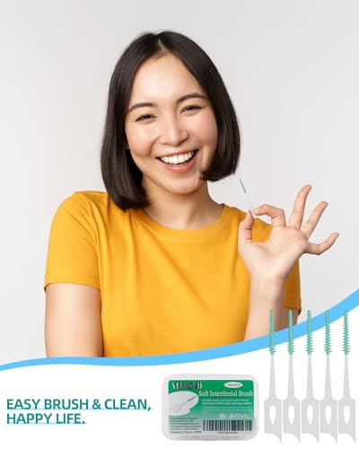 200 PCS Soft Dental Floss Picks, Dental Picks with case, Toothpicks Brush Between Teeth, Tooth Flossing Brush Disposable for Cleaning, Toothbrush Clean Tool, Green Color