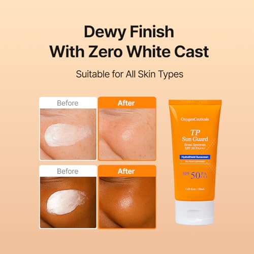 OxygenCeuticals TP Sun Guard - SPF 50+ Reef-Friendly, Oxybenzone & Octinoxate Free, Lightweight & Hydrating Daily Sunscreen with Chamomile Scent, No White Cast. 1.69 fl.oz (50ml)