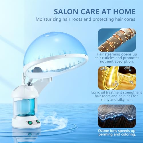 3 in 1 Facial Steamer, Hair Steamer, Air Humidifier Hot Mist Moisturizing Hydration System, Portable Facial Atomizer Spa for Personal Care Use at Home Salon