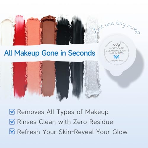 ddg Travel Size Cleansing Balm Makeup Remover for Sensitive Skin,Waterproof Makeup Removal,Travel-Friendly Facial Cleanser,Vegan Hydrating Formula,Individually Wrapped,10 Packs