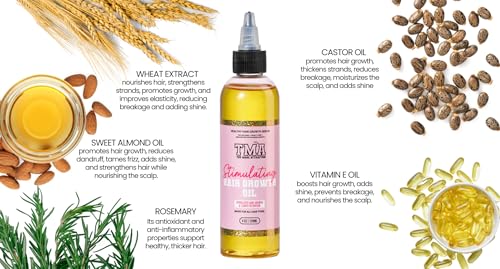 The Mane Attraction Hair Oil for All Hair Types, Infused with Rosemary Oil, Castor Oil & Black Seed Oil - Stimulating Hair Growth, Seals in Moisture, Soothes Irritated Scalp - 4 Fl Oz