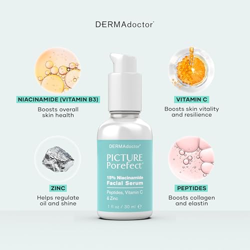DERMAdoctor Pore Minimizer Niacinamide Serum for Face | Vitamin B3 Niacinamide Oil Control Pore Minimizer for Visible pores, Blackheads, Uneven Skin Tone, Redness, Oily Skin - Dermatologist Formulated