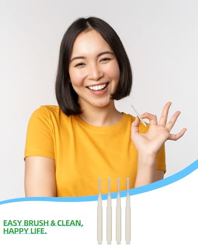 Interdental Brush, 80 PCS Braces Brush Disposable Toothpick Dental Tooth Flossing, Dental Flosser Tooth Cleaning Tools Oral Flossing Head, White Colors