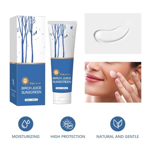 Birch Juice Sunscreen SPF 50+ - Daily Hydrating Facial Sunscreen, Broad Spectrum UVA/UVB Protection, Non-Greasy Moisturizer for Sensitive Skin, Vegan & Cruelty-Free 1.69 fl.oz (2)