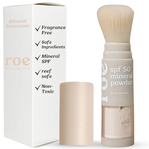 Roe Wellness- Kids SPF 50 Brush On Mineral Sunscreen Powder EWG, Reef-Friendly, Easy to Apply for Kids, Babies & Parents