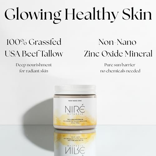 Tinted Beef Tallow Sun Balm - Reef Safe Mineral Formula with Non-Nano Zinc Oxide. Non-Toxic, Fragrance-Free, Organic Tallow Sunblock for Face & Body, Non-Greasy & Chemical-Free