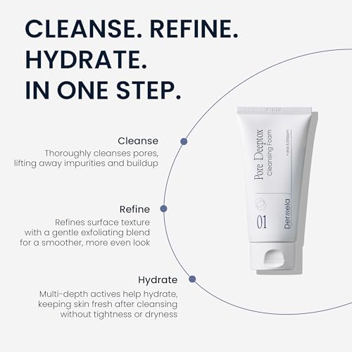 Pore Deeptox Cleansing Foam, Black Charcoal + BHA & Succinic Acid, One-Step Pore-Purifying Cleanser, 10-Weight Hyaluronic, 4.06 fl oz (120 mL) | Korean Face Wash for Oily & Sensitive Skin