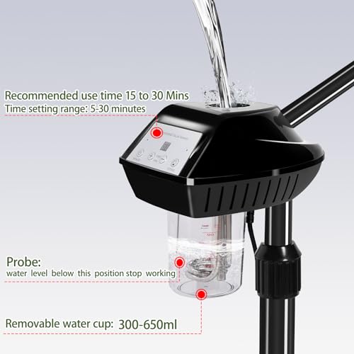 Face Steamer Professional,Steamer for Facial on Wheels,Ozone Face Steamer for Deep Facial Cleansing