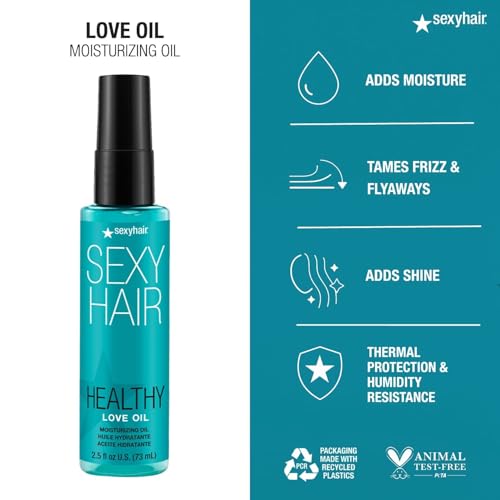 SexyHair Healthy Love Oil Moisturizing Oil | Improves Smoothness and Controls Frizz | Thermal Protection and Adds Shine | All Hair Types