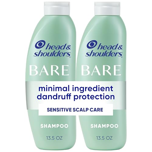 Head & Shoulders Anti-Dandruff Shampoo, BARE Sensitive Scalp Care Twin Pack, with 1% Pyrithione Zinc, Fragrance-Free, Free of Sulfates, Silicones, Gentle, 13.5 fl oz Each