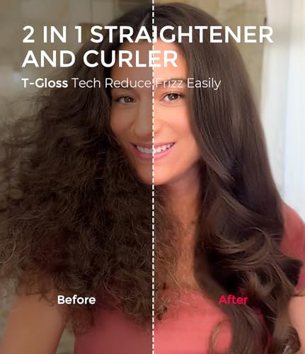 TYMO Thermal Brush Curling Brush - STYLUX 1.5 Inch Blowout Volumizer with Flexi-Fit for Hair Straightening, Heated Round Styler Tool, Hair Straightener and Curler 2 in 1, Dual Voltage, Gold