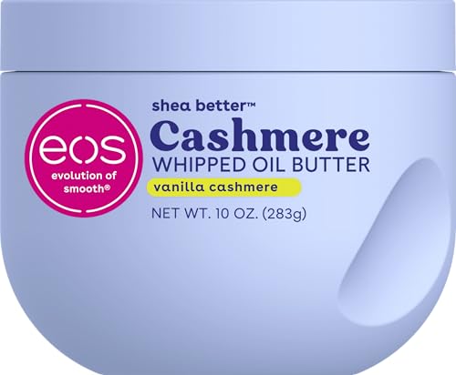 eos Cashmere Whipped Oil Body Butter, Vanilla Cashmere, 72 Hour Weightless Moisture For Dry Skin, Rich Formula and Deep Hydration, Body Care, 10 oz