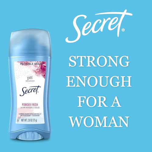 Secret Antiperspirant and Deodorant for Women, 24hr Sweat & Odor Protection, PH Balanced Protection, Gentle on Skin, Wide Solid, Powder Fresh Scent, 2.7 oz