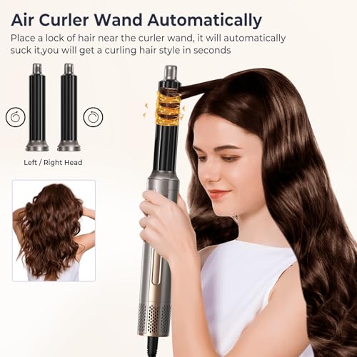 Hair Dryer Brush,6 in 1 Professional Hot Air Styler,Powerful Air Curling Wrap Styler,Negative Ionic Hair Dryer Fast Drying, Multi Hair Stylerfor Curling Volumizing Straightening Styling