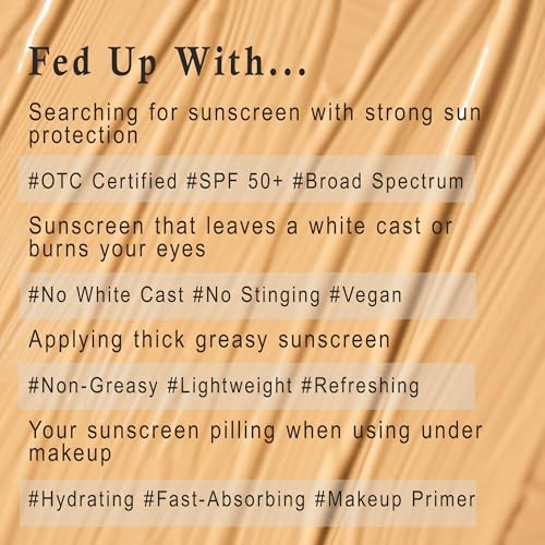 Face Sunscreen For Women - Tinted Sunscreen for face - Face Moisturizer With SPF 50 -Travel Toiletries. 50 ml
