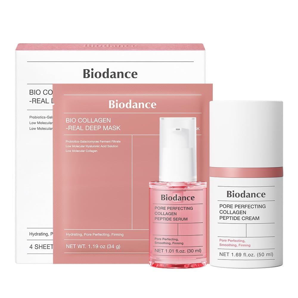BIODANCE Collagen Trio: Bio Collagen Mask & Collagen Peptide Serum & Cream for Glass Skin, Plumping Hydration, Korean Skin Care, Valentines Day Gifts for Her, Skin Care Set