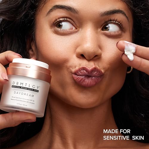 DRMTLGY Day Dream Sunscreen & Face Moisturizer SPF 40 – Water & Sweat-Resistant Sunscreen for Sensitive Skin – UVA/UVB Protection, Skin Care & Makeup Friendly | UVA/UVB Protection, FSA HSA Eligible
