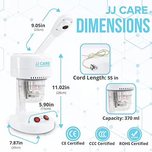 JJ CARE Ozone Facial Steamer Tabletop with Rotating Spray Head at 360 Degrees and Auto Shut Off Feature - Portable for Facial Deep Cleaning & Vaporizer