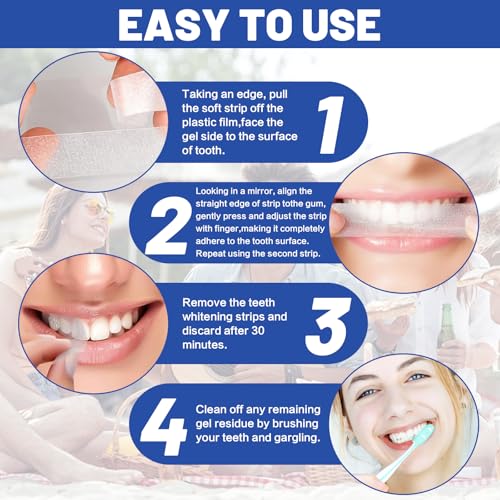 5D Sensitive Teeth Whitening Strips 42Pairs (84Strips) - Professional Enamel-Safe Formula, Fast Stain Removal for Coffee Drinkers & Smokers, Sensitivity-Free Whitening Kit