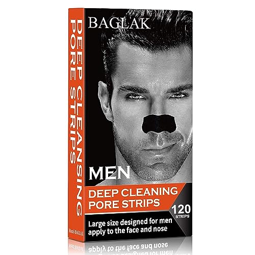 Men Blackhead Pore Strips - 120 Strips - Deep Cleansing - Face Nose Pores - Blackheads Removal - Large Size For Nose+Face