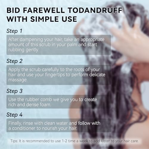 Scalp Scrub with Scalp Scrubber, Dry itchy Scalp & Dandruff Treatment, Scalp Exfoliator, Deep Cleans, Gentle Formula , 8.45 oz