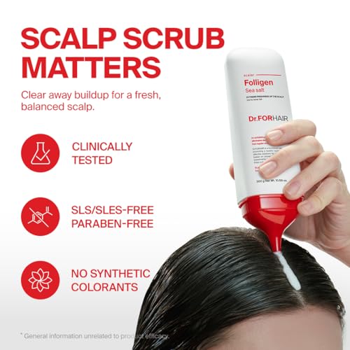 Dr.FORHAIR Folligen Sea Salt Scaler | Korean Hair Care | Scalp Exfoliator & Scalp Scrub | Eliminates Sebum, Impurities, Odor | Nourish and Freshen, 10.58 fl oz