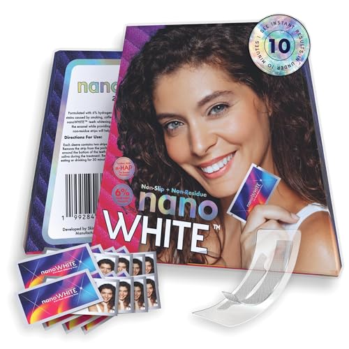 2-in-1 Teeth Whitening Strips | Professional Hydrogen Peroxide + Enamel-Repairing Nano-Hydroxyapatite | 28 No-Residue, Non-Slip Strips | Up to 8 Shades Whiter | Safe for Sensitive Teeth