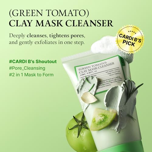 FULLY Green Tomato Clay Mask Cleanser, Cardi B’s Pore Mask Pick for 2-Minute Pore Detox, Blackhead & Sebum Control, 49% Green Tomato Extract, Vegan Fragrance-Free Korean Skincare, 4.05 fl oz