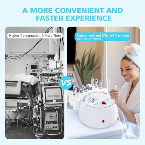 3 in 1 Diamond Micro DermaBrasion Machine, Mcwdoit Professional Dermabrasion Facial Skin Care Device with Wand, Spray Bottle and Vacuum Glass Tube for Personal Home Beauty Salon Use