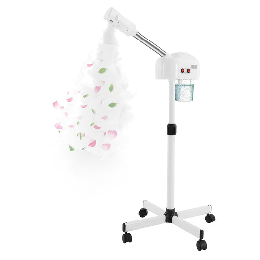 Facial Steamer - Ozone Steamer with 360° Rotatable,on Wheels, Adjustable Height and Angle,Face Steamer for Deep Cleansing and Hydration, Estheticians Steamer for Beauty, Spa and Home Use