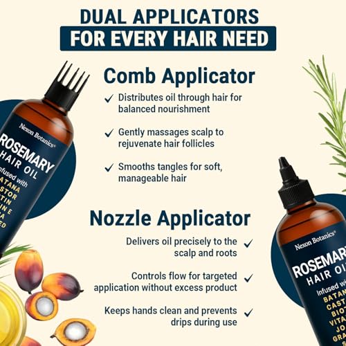 Rosemary Oil for Hair Growth 6 fl oz - Nourishing Blend for Frizz Control, Scalp Refresh & Stronger Hair - Aceite de Romero Para el Cabello - Nexon Botanics
