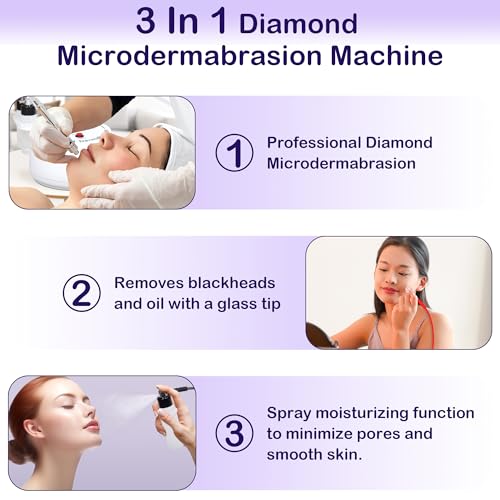Kendal Microdermabrasion Machine Professional, 3 in 1 Diamond Dermabrasion Machine, Facial Beauty Equipment for Dermabrasion, Vacuum Blackhead Removal & Spray Moisturisation, Esthetician Supplies.