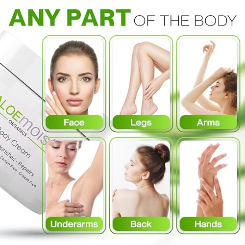 Organic Aloe Vera Face Cream & Body Moisturizing Cream, Natural Aloe Vera Lotion with Vitamin E Oil, Vitamin C, Retinol Cream, Shea Butter – Anti Aging Face Moisturizer for Women, Dry Skin (8 oz)