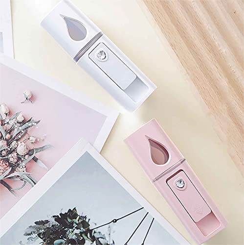 GIVERARE 2 Pack Nano Facial Steamer, Handy Mini Mister with Mirror, USB Rechargeable Mist Sprayer, Visual Water Tank Moisturizing&Hydrating for Face, Makeup, Skin Care, Eyelash Extensions-White