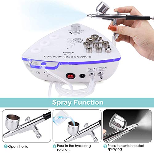 Diamond Microdermabrasion Machine with Spray Gun, Yofuly 65-68cmHg Suction Power Professional Diamond Facial Machine Water Spray Exfoliation Dermabrasion Machine for Home Use Skin Care