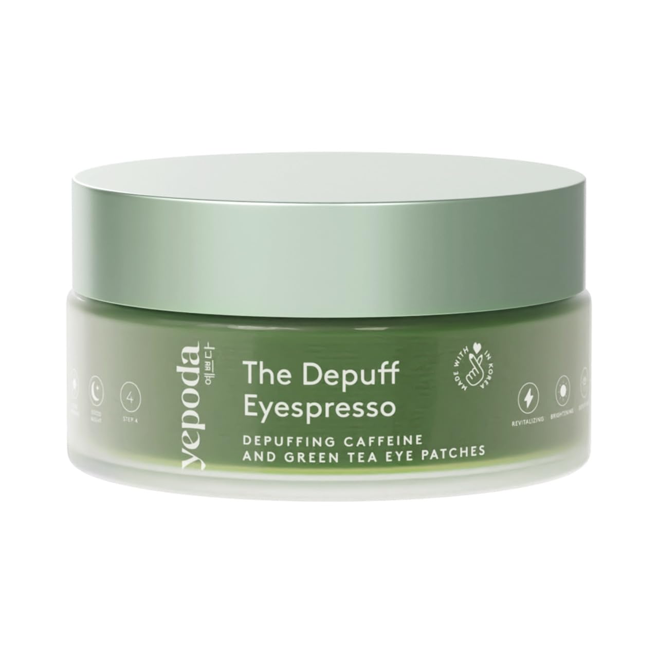 Yepoda The Depuff Eyespresso, Depuffing Caffeine & Green Tea Eye Patches, Reduce Puffiness & Rejuvenates Tired Under Eye Area, Vegan Korean Eyepatches for All Skin Types, 60 pcs / 90 g (3.17 OZ.)