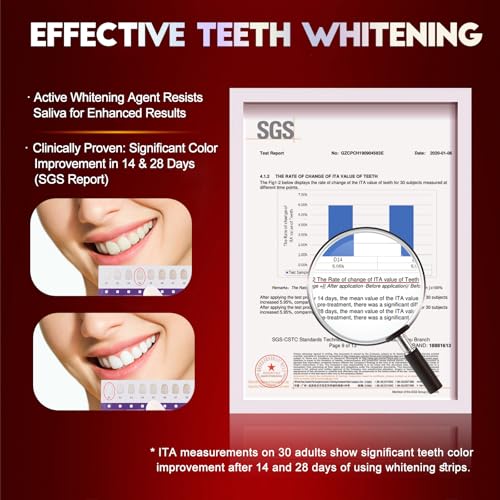 Teeth Whitening Strips for Tooth White: Professional Dentist Formulated Teeth Whitener Enamel-Safe Non-Slip 28 Strips 14 Treatments