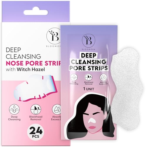 Nose Pore Strips, Nose Strips Blackhead Remover with Witch Hazel for Deep Cleansing, Pore Cleaner & Whitehead Remover, Skincare For Clearer, Smoother, Radiant Skin (24 pc)