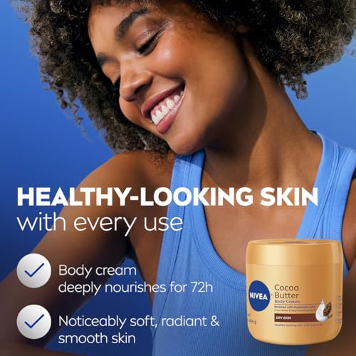 NIVEA Cocoa Butter Body Cream with Deep Nourishing Serum, Cocoa Butter Cream for Dry Skin, 16 Ounce Jar