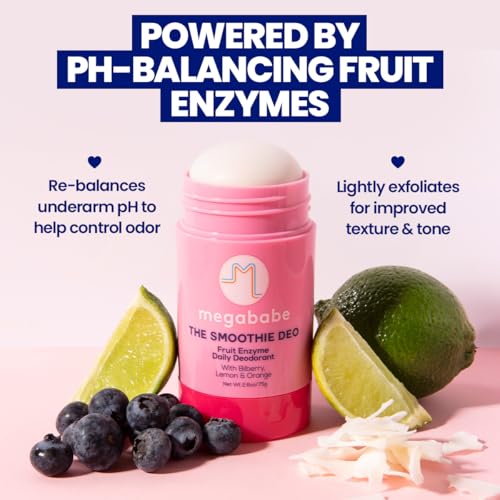Megababe Daily Deodorant -The Smoothie Deo with 72 hour Odor Protection | Coconut & Fruit Enzymes | Aluminum-Free, All Natural | 2.6 oz