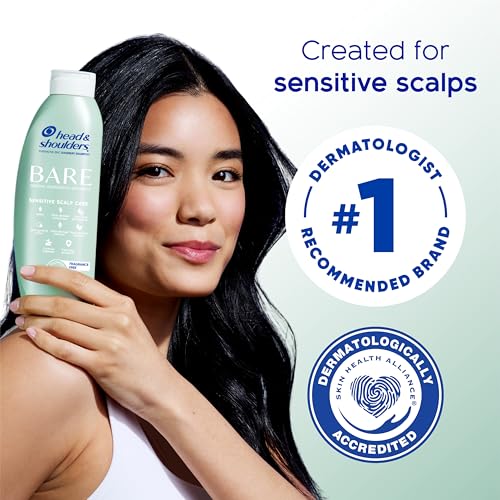 Head & Shoulders Anti-Dandruff Shampoo, BARE Sensitive Scalp Care Twin Pack, with 1% Pyrithione Zinc, Fragrance-Free, Free of Sulfates, Silicones, Gentle, 13.5 fl oz Each