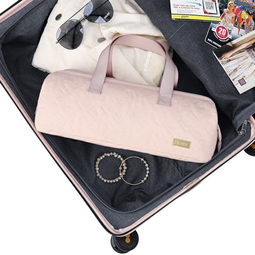 NISHEL Hair Tools Travel Carrying Bag, Portable Hair Air Wrap Dryer Case, Hair Dryer/Curling Iron/Airstraight Attachment Organizer, Pink