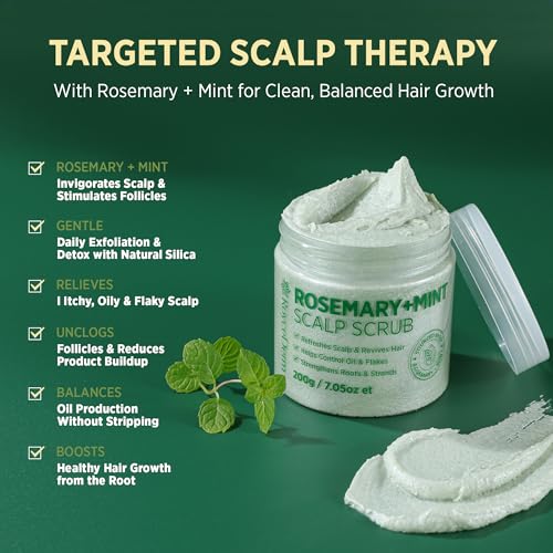 RoyceDerm Rosemary Mint Scalp Scrub Clarifying Scalp Exfoliator Refreshing Clean Scalp, Cooling Micro-Exfoliation with Botanical Extracts, For All Scalp Types (Rosemary Mint Scalp Scrub)