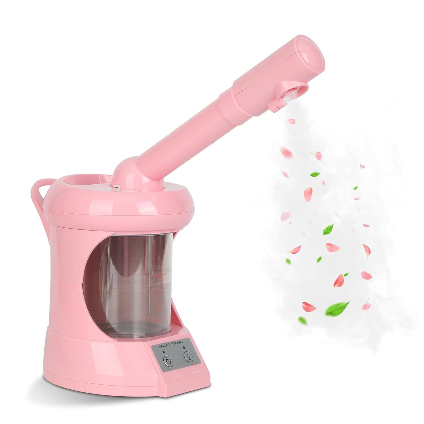 Facial Steamer Professional - Nano Ionic Face Steamer with Extendable Arm, 360°Rotating Nozzle Face Steamer for Facial Deep Cleaning, Steamer for Facial for Personal Care at Home or Salon（Pink）