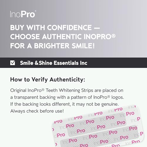 InoPro Natural Teeth Whitening Strips Kit 14 Treatments - Sensitive Teeth Whitener, Peroxide Free with Papain, Bromelain, Coconut Oil, White Strips for Teeth Whitening (28 Strips)