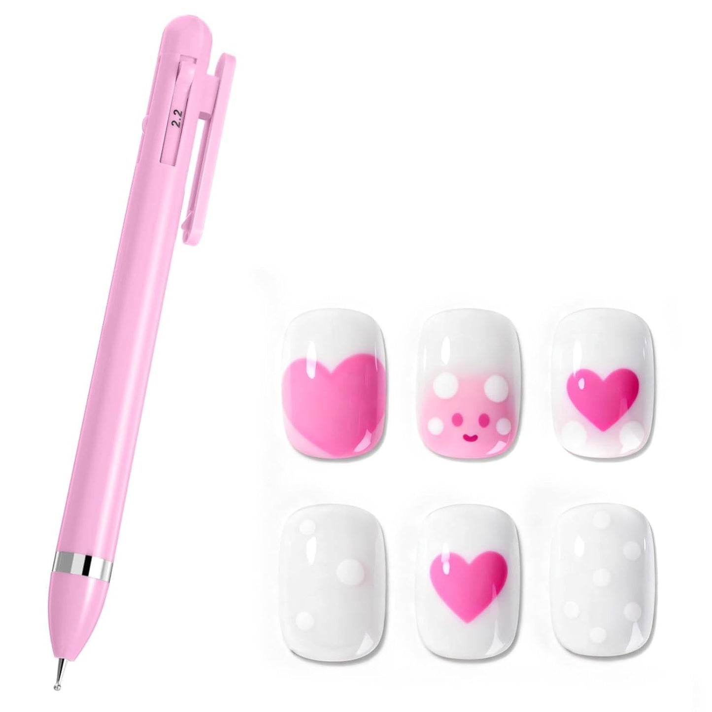 1PCS Nail Dotting Pen, 4-in-1 Ballpoint Design Nail Dotting Tool Pink Nails Art Pens Manicure Art Tools NailArt Kit with Tip Dot Paint for Nails DIY Salon