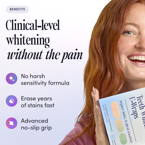 Teeth Whitening U-Wraps – 10 Treatments – 15% Hydrogen Peroxide, Enamel-Safe, No Harsh Sensitivity – Patented Strip Design with Aloe, Calendula & Peppermint – Fast, Even Whitening