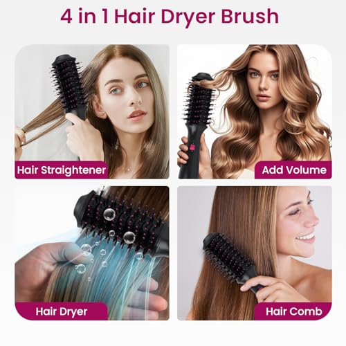 Hair Dryer Brush Blow Dryer in One, Upgraded 4 in 1 Hair Drying Hair Blowout Brush,One Step Hair Dryer and Styler Hot Air Negative Ion Anti-frizz Blowouts, Salon Volumizer & Straightener
