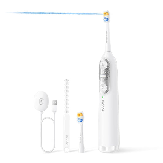 Soocas NEOS II - Electric Toothbrush with Water Flosser, Sonic Electric Toothbrush for Adults, Cordless Water Flosser for Travel, Portable Oral Irrigator, Up to 100% Plaque Removal, Pearl White