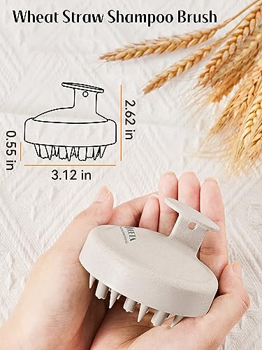 HEETA Hair Scalp Massager for Hair Growth, Shampoo Brush, Scalp Scrubber Exfoliator with Soft Silicone Bristles for Dandruff Removal to Relieve Stress, Wet Dry Use Updated Material, Beige